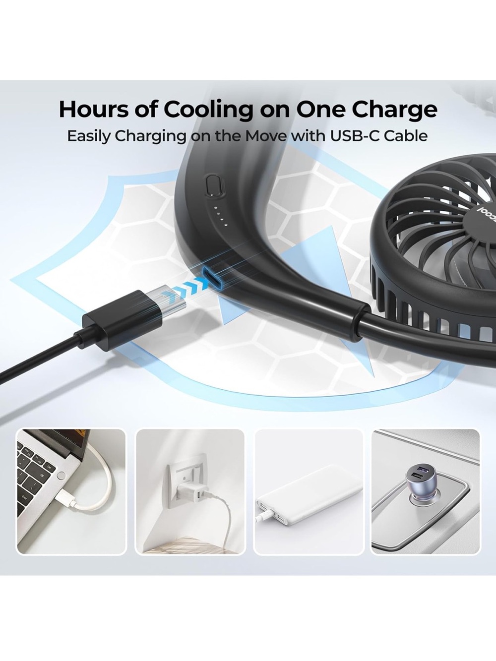 Hanging Neck Fan - Black Portable Hands-Free Cooling NIB retail $25 - Picture 5 of 5
